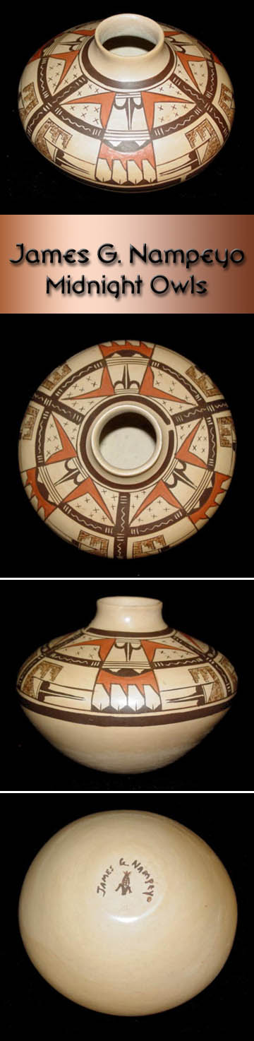 Hopi Pottery by James Garcia Nampeyo - Midnight Owls