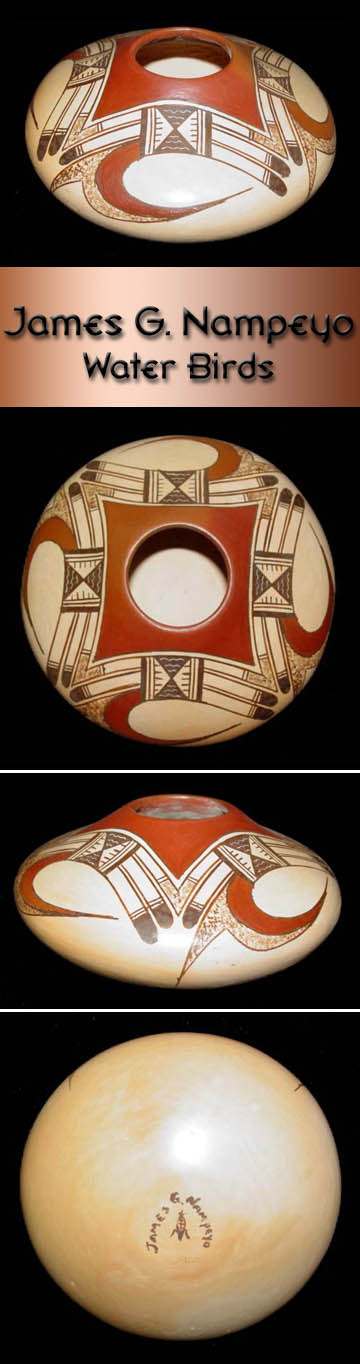 Hopi Pottery by James Garcia Nampeyo - Water Birds