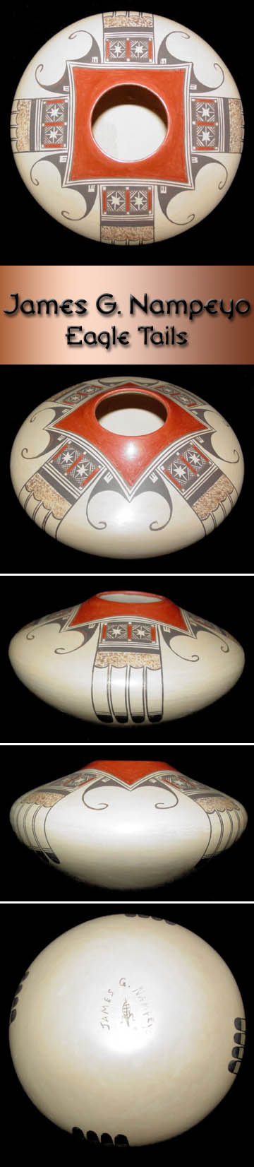 Hopi Pottery by James Garcia Nampeyo - Eagle Tails